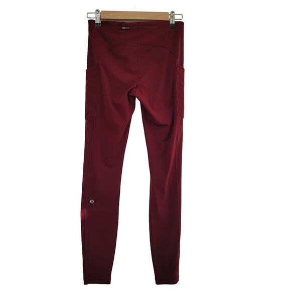 Lululemon Maroon Red Wunder Under High Rise Luxtreme Cropped Tight Leggings SZ 2 - Picture 3 of 8